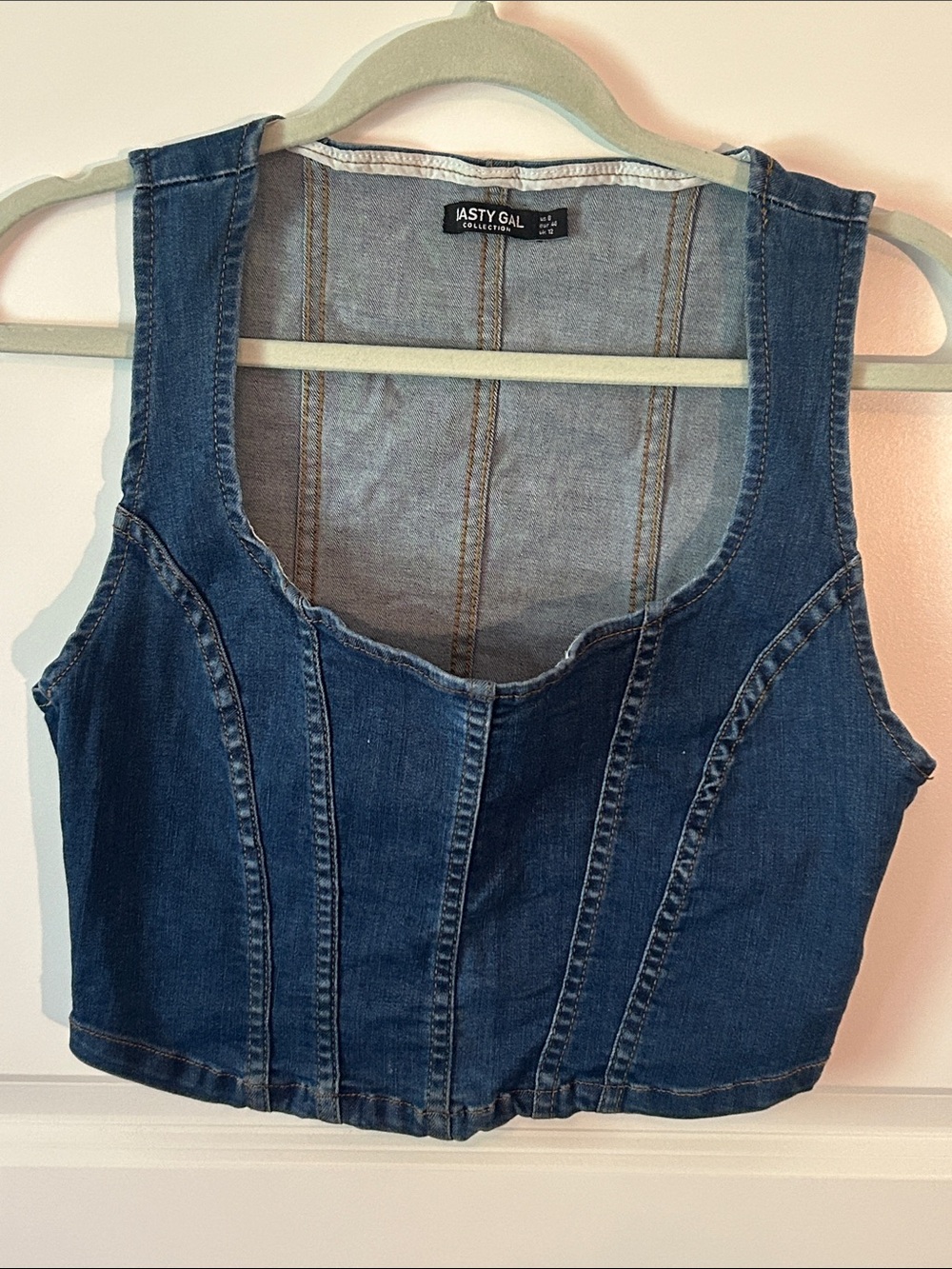 Nasty Gal Denim Crop Tank Top - Dark Blue